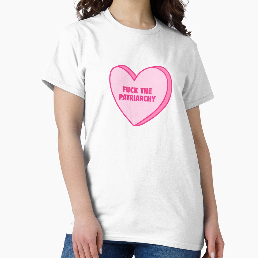 Fuck The Patriarchy Pink Heart Classic T Shirt