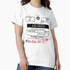 Atlanta Atl Usa Airline Luggage Tag Classic T Shirt