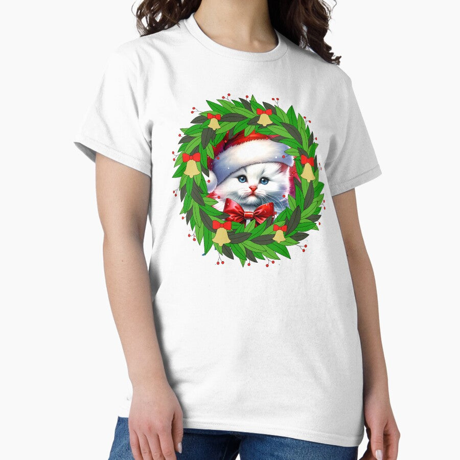 White Christmas Cat Classic T-Shirt
