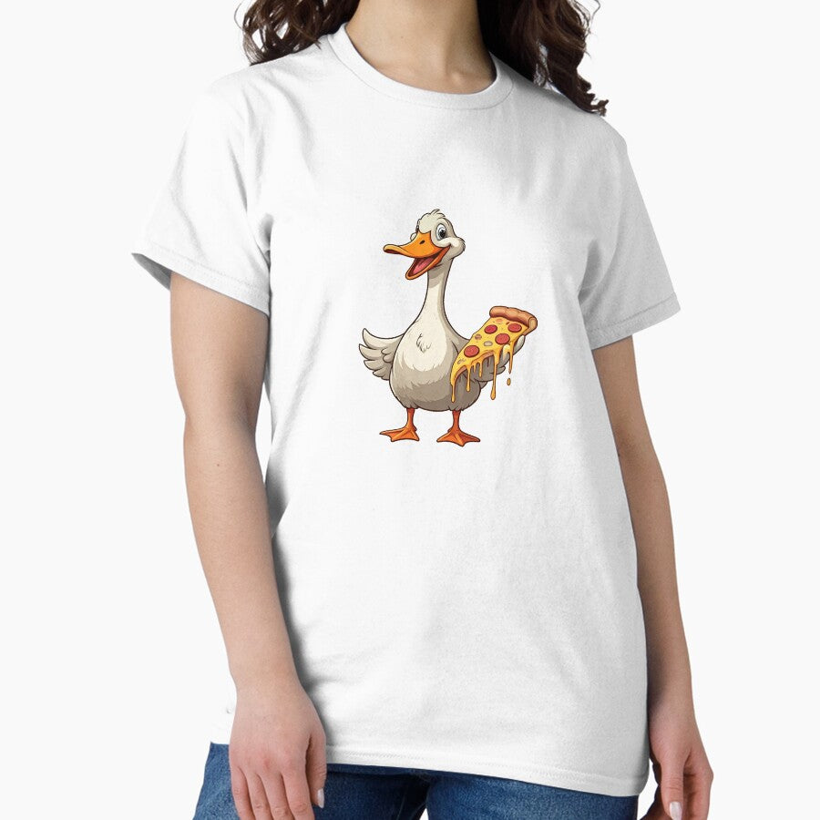 Cute Goose With Pizza Classic T Shirt