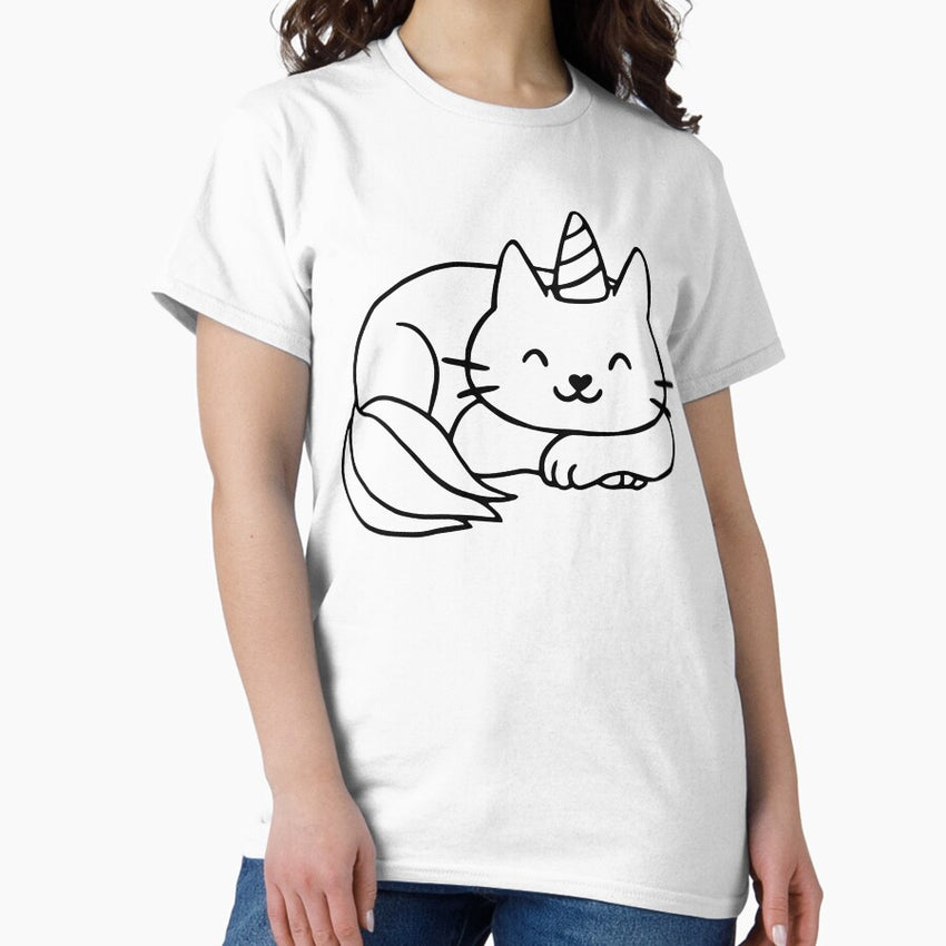 Cute Sleeping Unicorn Cat Classic T-Shirt