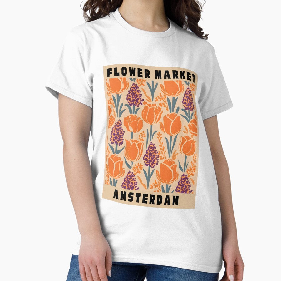 Vintage minimalist Amsterdam Flower Market Classic T-Shirt