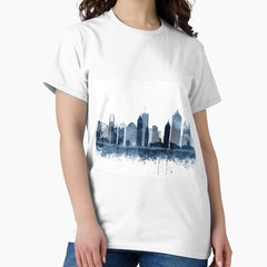 Atlanta Skyline Watercolor Navy Blue By Zouzounio Art Classic T Shirt