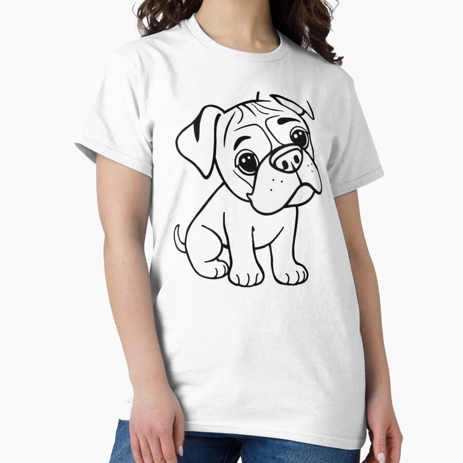 A friendly boxer with a strong build playing fetch in a grassy field. Classic T-Shirt