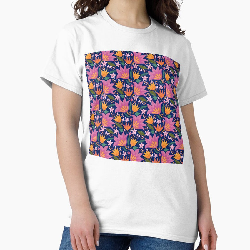 Buds and blooms - Pink and Blue Classic T-Shirt
