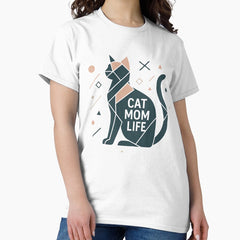 Cat Mom Life - Geometric Cat Illustration with Modern Abstract Design Classic T-Shirt