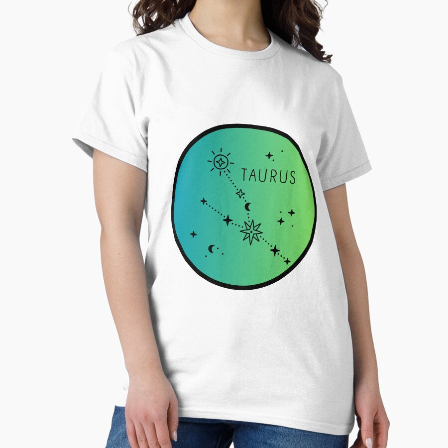 Taurus Zodiac Logo with Constellation Gradient Classic T-Shirt