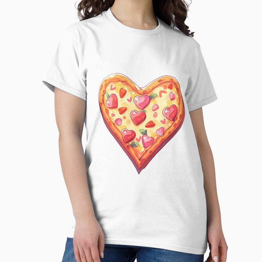 Pizza Love - Cute Kawaii Pizza with Hearts on it Classic T-Shirt