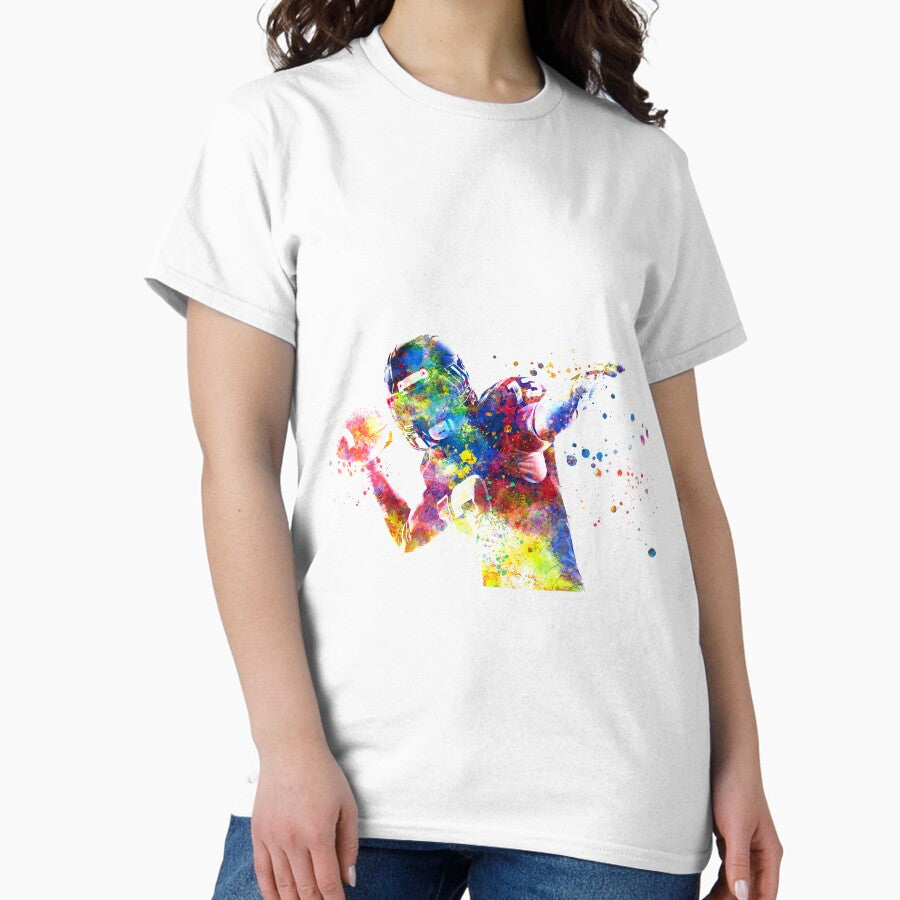 American football player in watercolor Classic T-Shirt