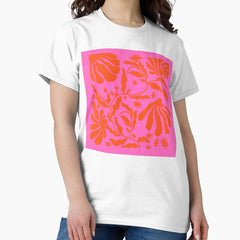 Midcentury Modern - Orange And Pink Flower Meadow Shapes 4 Classic T-Shirt