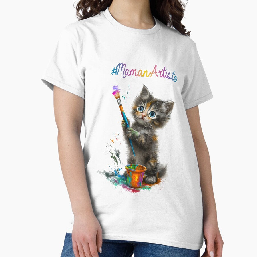 #ArtistMom – Cute Painter Kitten Classic T-Shirt
