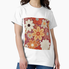 Retro flowers doodle daisy Classic T-Shirt
