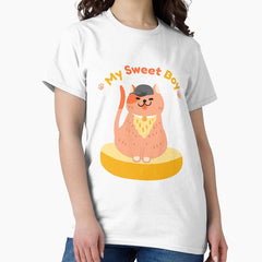 Cat boy sitting on Cat bed acting super cute and colorful Classic T-Shirt