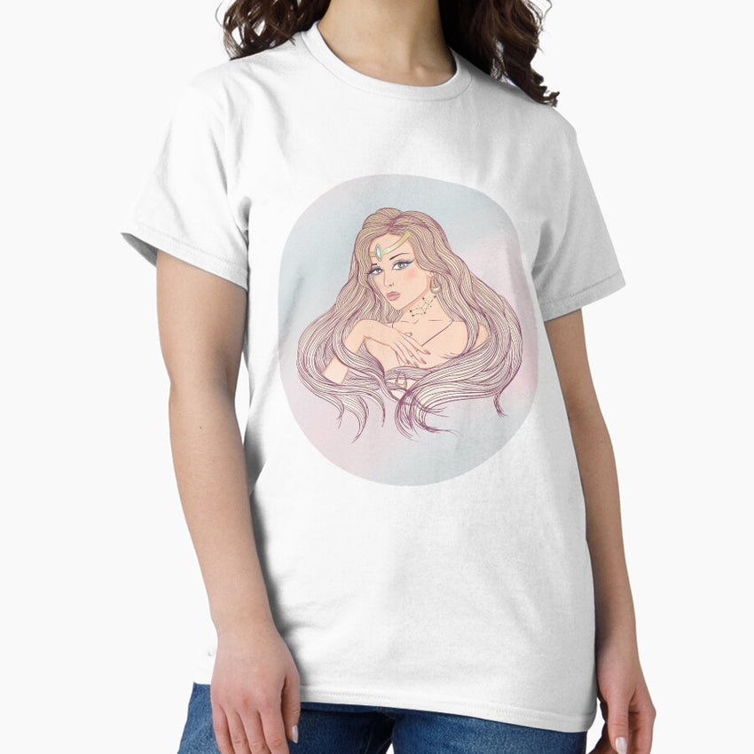 Virgo Zodiac Sign Art – Virgo Woman Astrology Illustration Classic T-Shirt