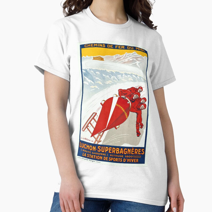 1922 FRANCE Winter Sports Resort Travel Poster Classic T-Shirt