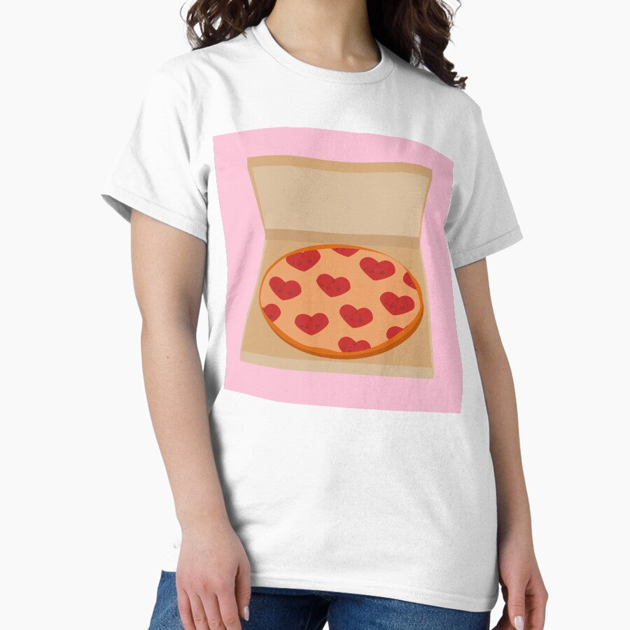 Illustration with Box At Pizza and Pepperoni ,Cheese Classic T-Shirt