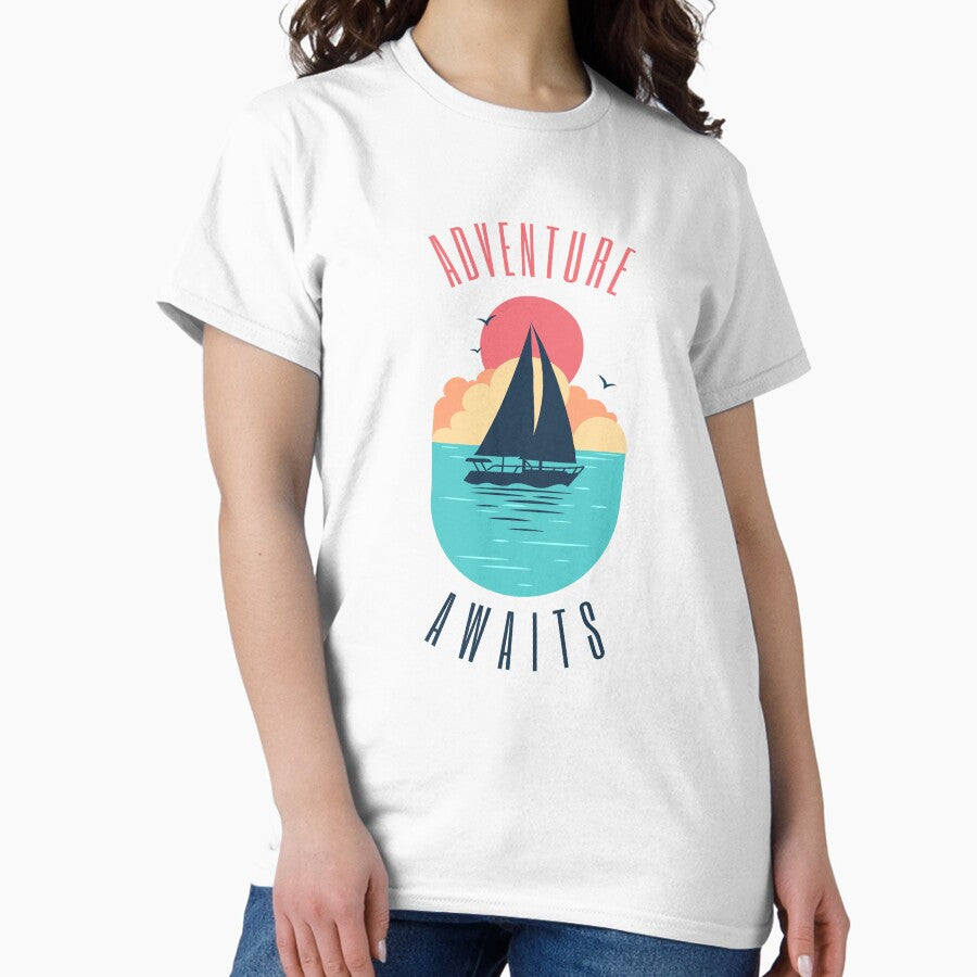 Adventure Awaits Sunset Sail Classic T Shirt