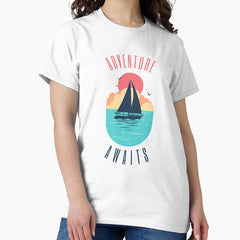 Adventure Awaits Sunset Sail Classic T Shirt