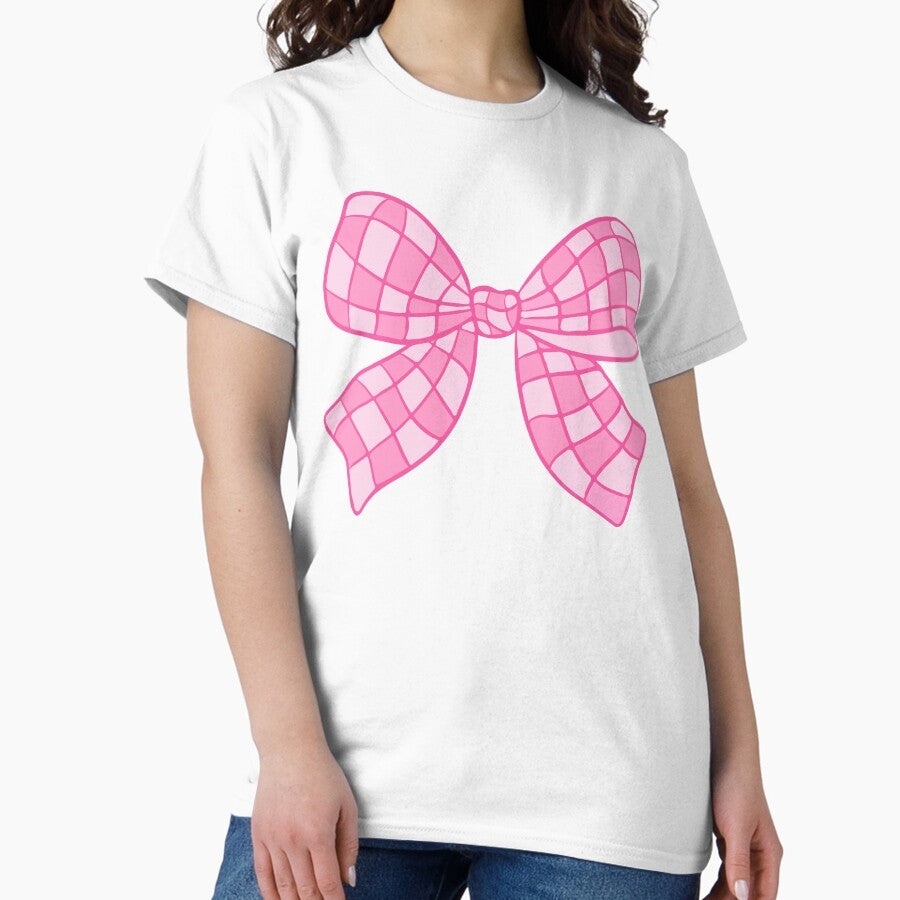 Pink Bow Caro Y2K Aesthetic Pink Pink Coquette Classic T Shirt