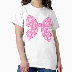 Pink Bow Caro Y2K Aesthetic Pink Pink Coquette Classic T Shirt