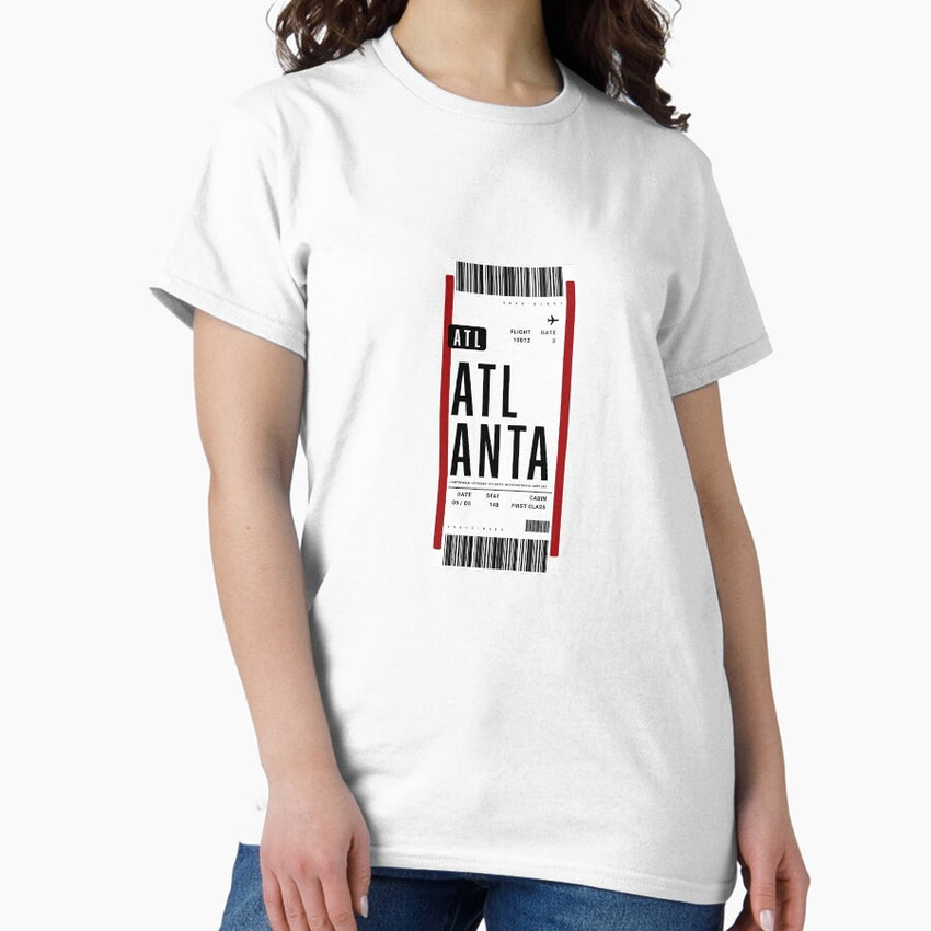 Atlanta Plane Ticket Flight Boarding Pass Classic T Shirt
