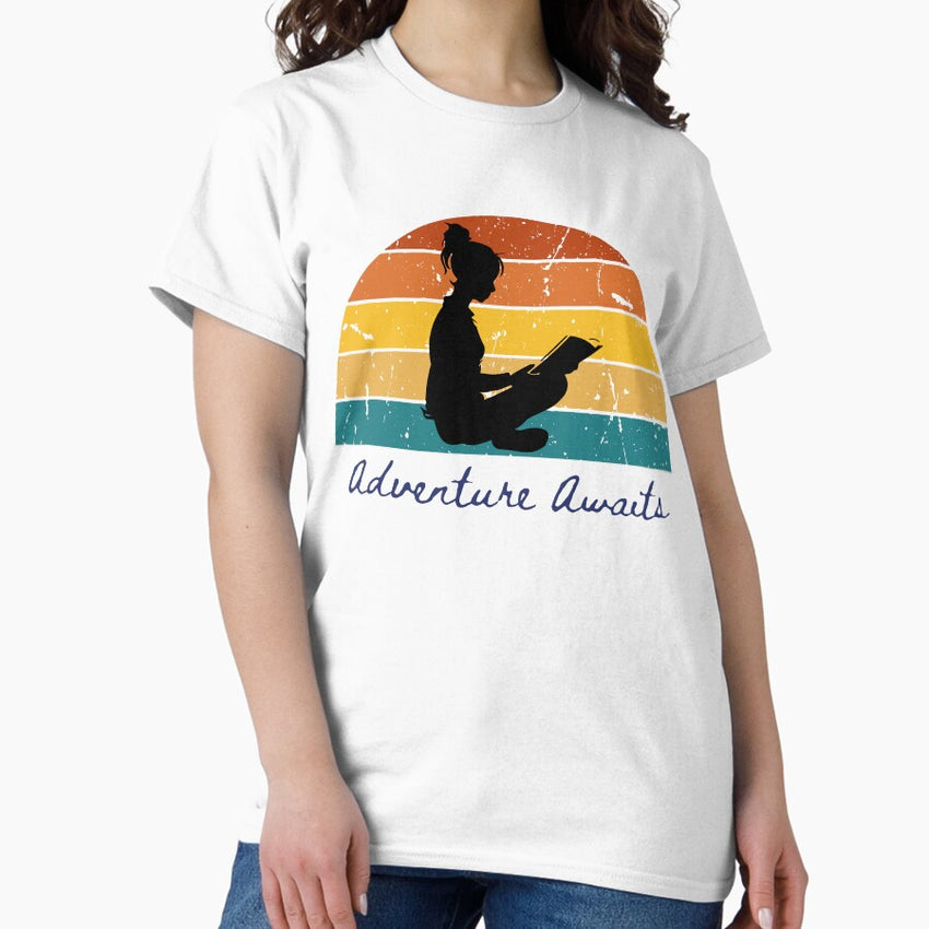 Adventure Awaits Reading Classic T Shirt