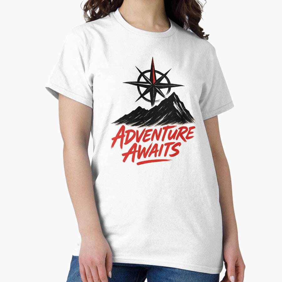 Adventure Awaits Compass Tee Bold Mountain Graphic Classic T Shirt