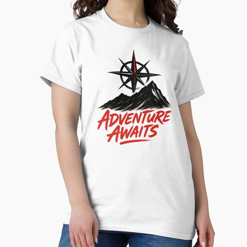Adventure Awaits Compass Tee Bold Mountain Graphic Classic T Shirt
