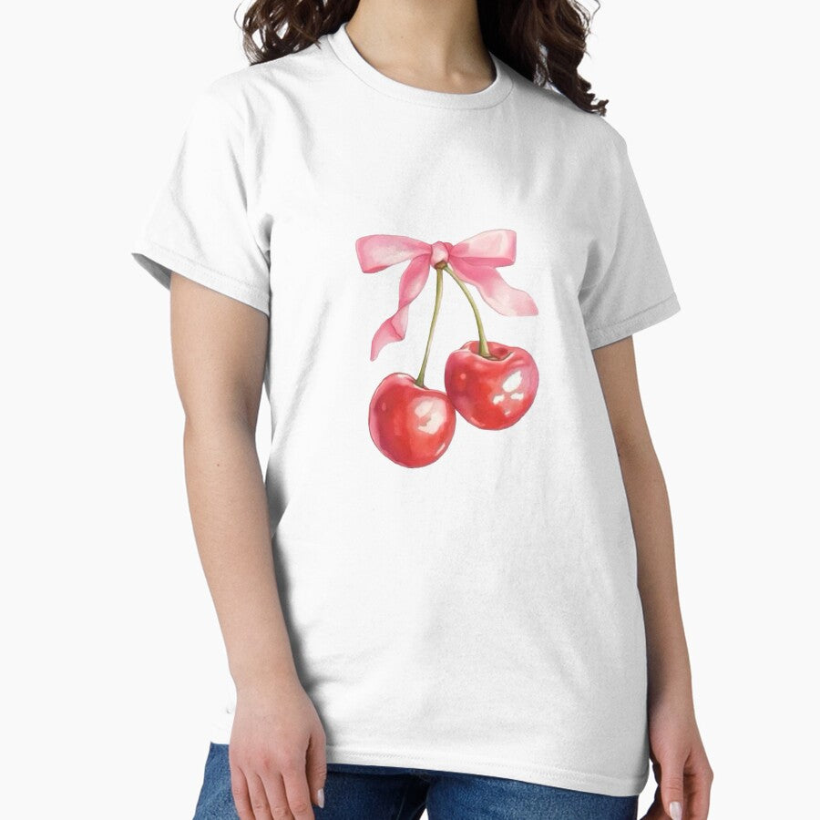 Cherry With Coquette Bow Aesthetic Classic T Shirt
