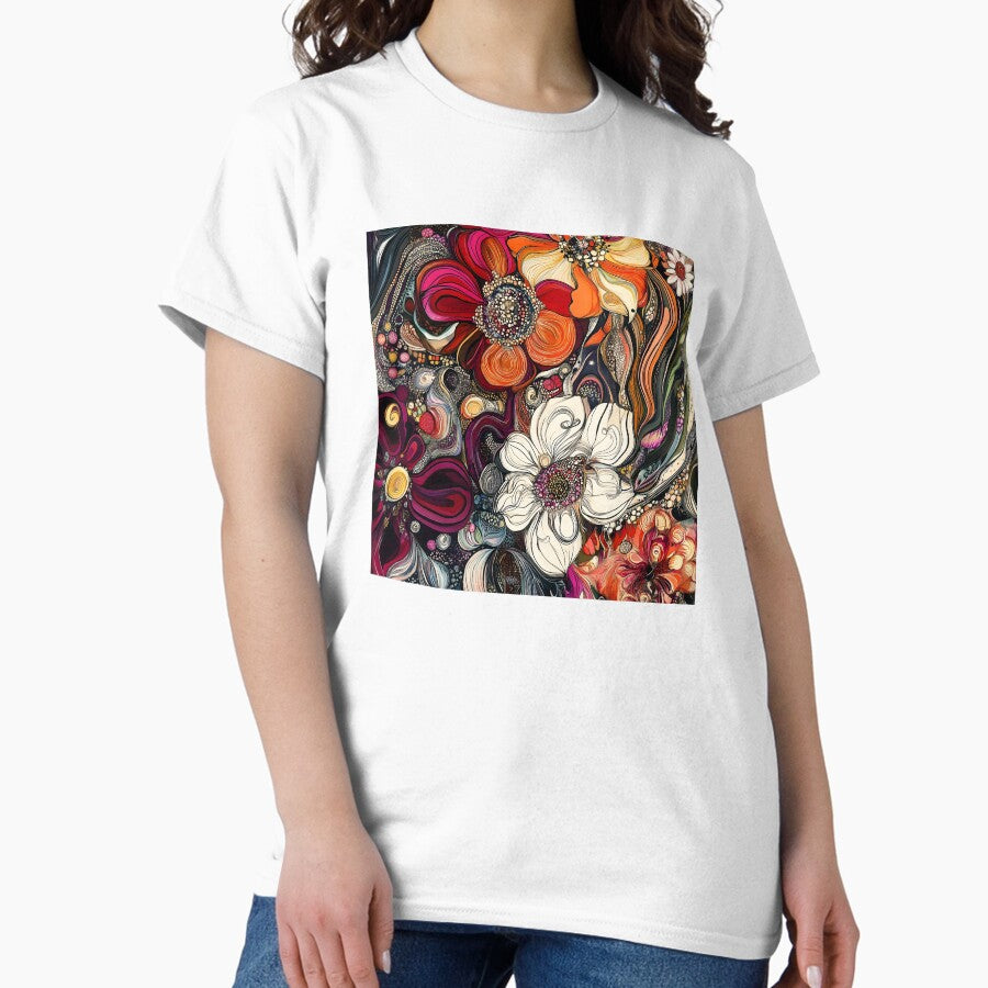 Abstract Vintage Flower Art Timeless Floral Aesthetic Design Classic T Shirt