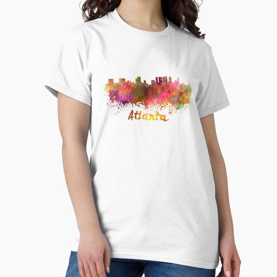 Atlanta Skyline In Watercolor Classic T Shirt
