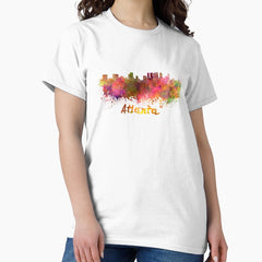 Atlanta Skyline In Watercolor Classic T Shirt