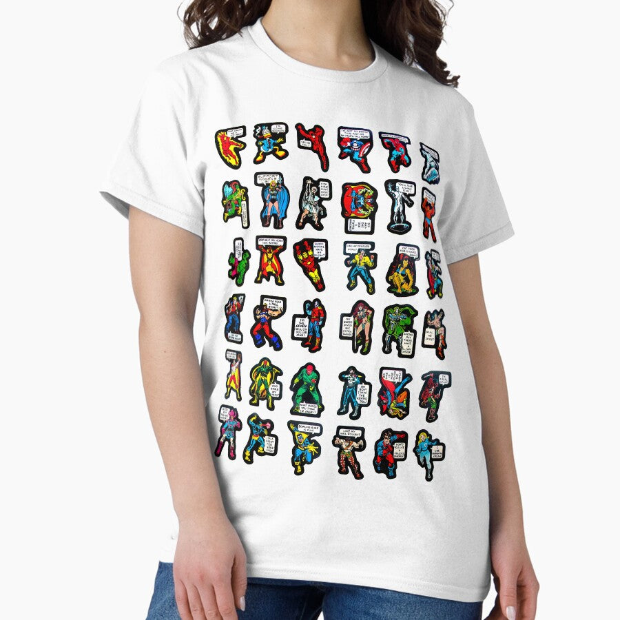 70s Superhero Stickers Classic T-Shirt