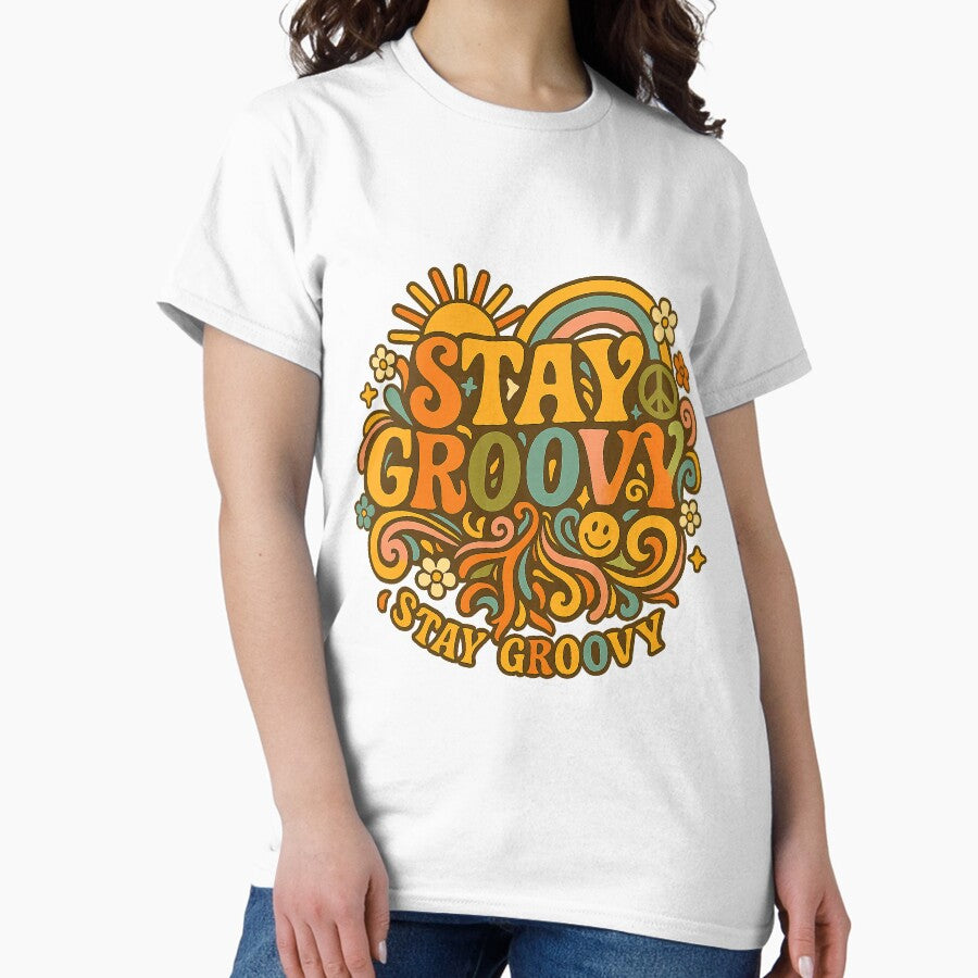 Stay Groovy Retro Typography – 70s Inspired Sunshine Design Classic T-Shirt