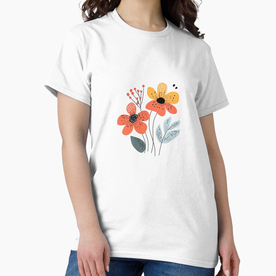 Retro Bloom – Minimal Flower Design Classic T-Shirt