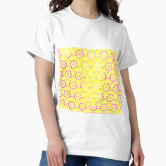 Bright Pink and Yellow Retro Design Classic T-Shirt