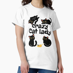 Crazy cat lady with black cats for cat moms Classic T-Shirt