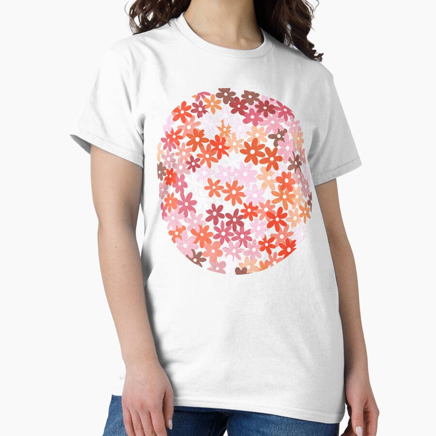 Valentine Reds Ombre Flower Flied Classic T-Shirt