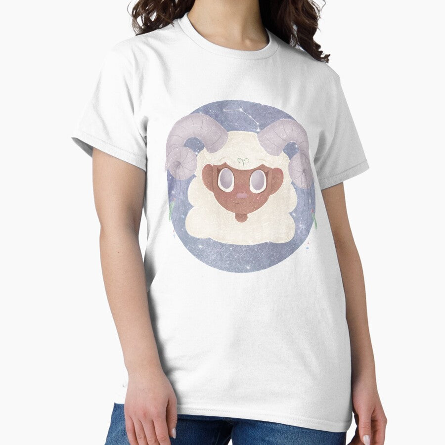 Aries Girl Zodiac Merchendise Astrology Girl Soft Illustration Pastel Merch Aries Astrology Gifts Gifts For An Aries Zodiac Gifts Personalised Gift Star Sign Merch Classic T Shirt