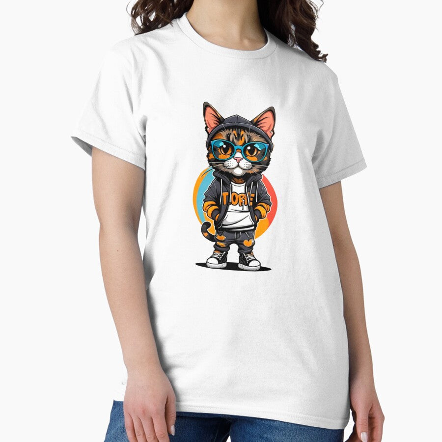 Cool cat tortie art hiphop Classic T-Shirt