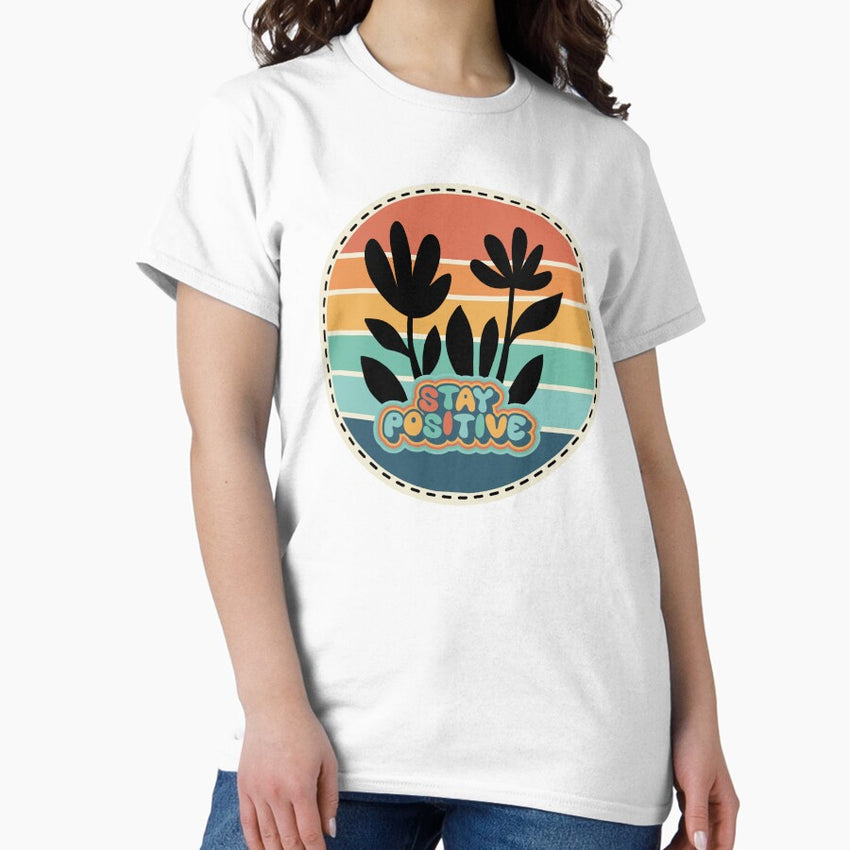 Retro Pattern Design Rainbow 80s Trendy Flower T-shirt Sticker Classic T-Shirt