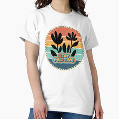 Retro Pattern Design Rainbow 80s Trendy Flower T-shirt Sticker Classic T-Shirt