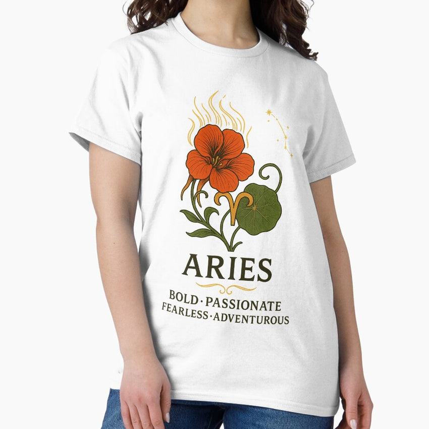 Aries Zodiac Sign Bold Fiery Beautiful Astrological Design Classic T Shirt