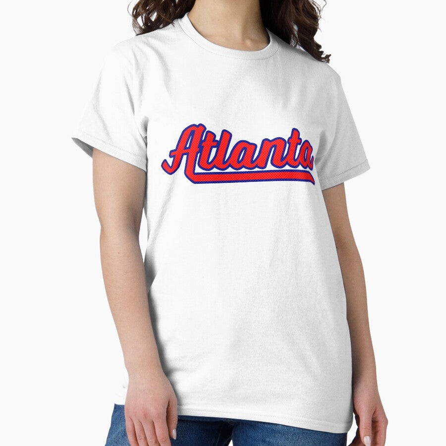 Atlanta Ga Retro Sports Script Logo Red And Blue Classic T Shirt