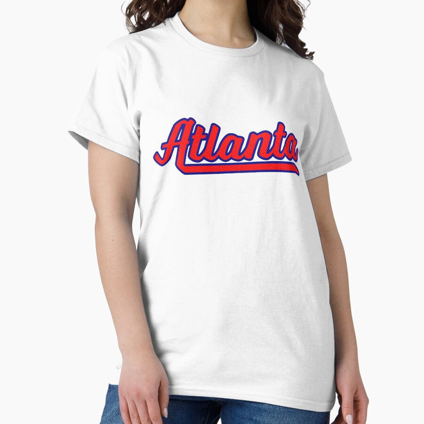 Atlanta Ga Retro Sports Script Logo Red And Blue Classic T Shirt