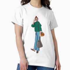 A Women With A Red Bag And Green Shirt Classic T Shirt