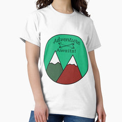 Awesome Adventure Awaits Mountain Peaks Design Classic T Shirt