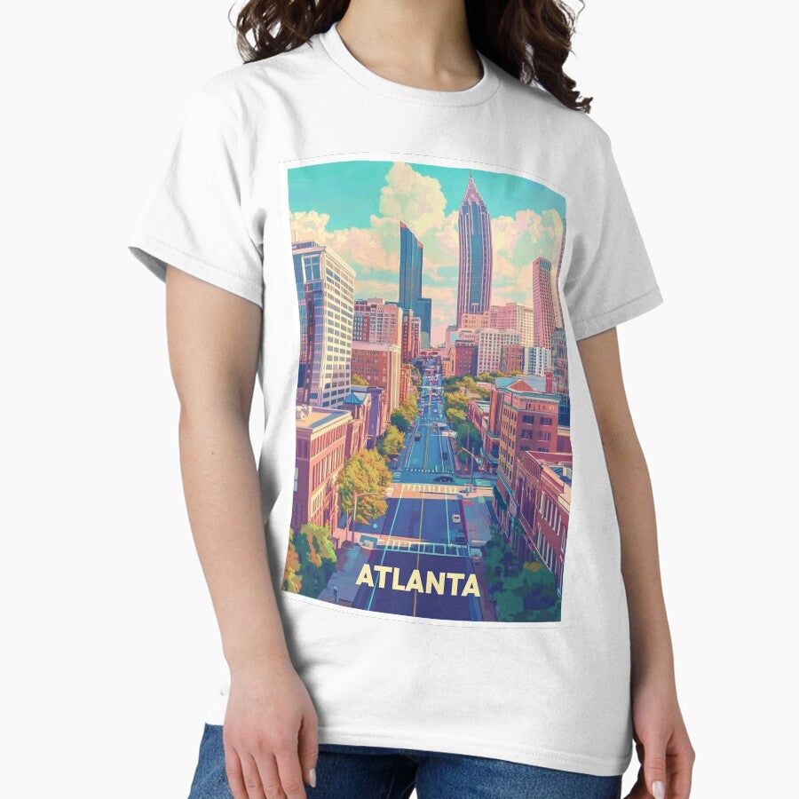 Atlanta Travel Poster Perfect Gift For Travel Enthusiasts Vintage Style Wall Art Usa Wall Art For Home Decor Atlanta Print Classic T Shirt