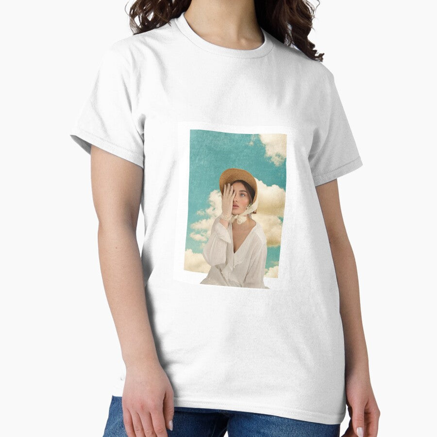 Vintage Girl With Clouds Classic T Shirt