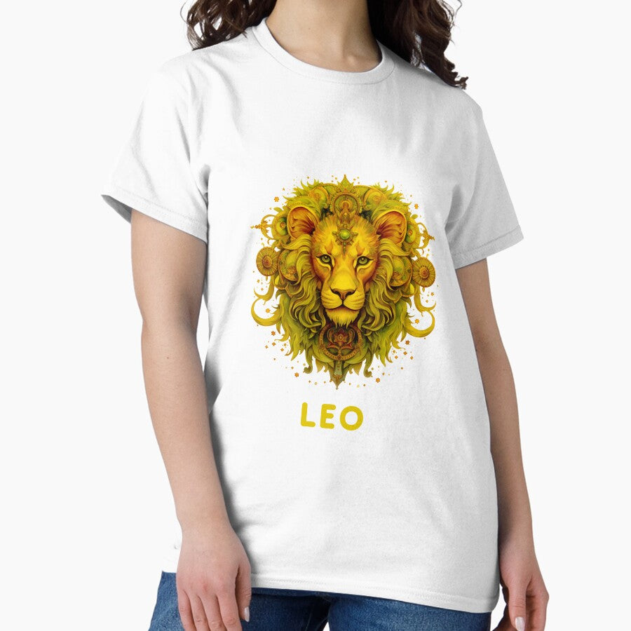 Leo Zodiac-- Horescope/SunSign Theme on with khaki background Classic T-Shirt
